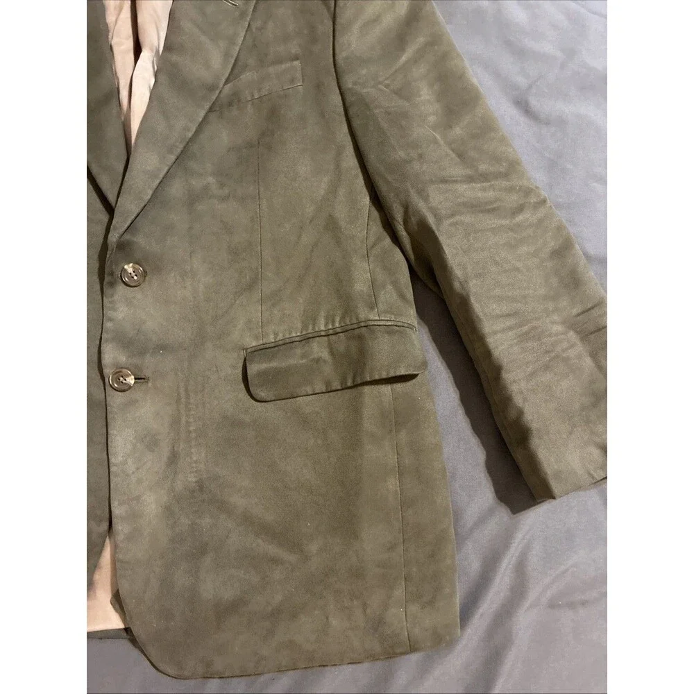 Chaps Blazer Mens 40S Brown Faux Suede Two Button Formal Western Jacket Boho VTG